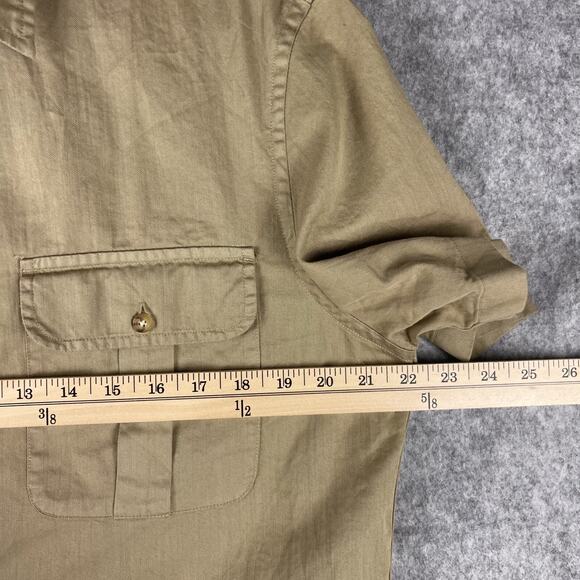 J Crew Oarsman Shirt Mens Medium Beige Button Up Cotton Twill Safari Outdoor NEW - Picture 8 of 14